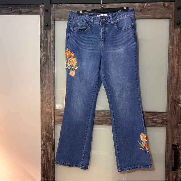 Royalty For Me Denim - Royalty For Me Embroidered Floral Mid-Rise Slim Bootcut Jeans Women’s Size 12